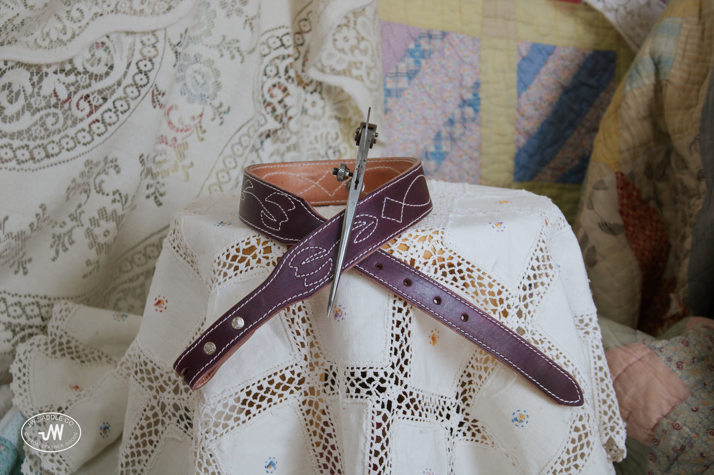 Half Tulip Stitched Purple Tapered Belt 28"