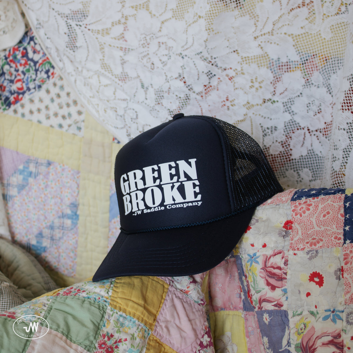 Navy Blue "GREEN BROKE" Trucker Cap