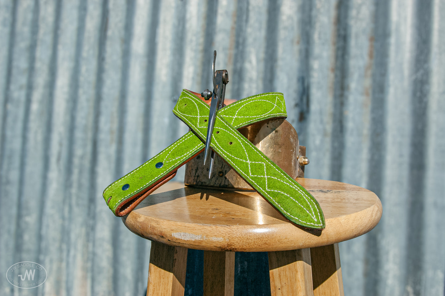 Green Rough-out Gunslinger Stitched Belt 24"
