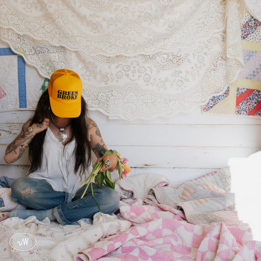 Yellow "GREEN BROKE" Trucker Cap