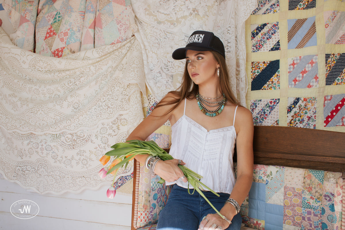 Navy Blue "GREEN BROKE" Trucker Cap