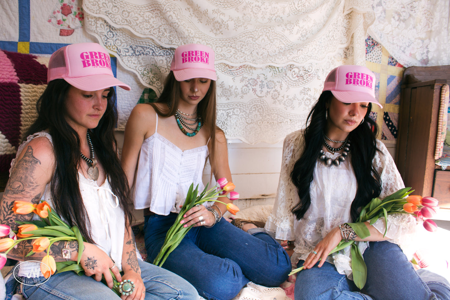 Pink "GREEN BROKE" Trucker Cap