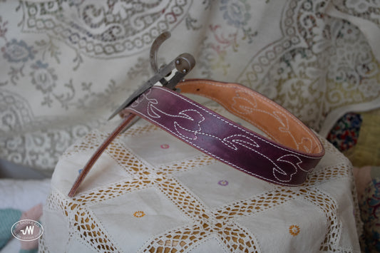 Full Tulip Stitched Purple Tapered Belt 25"