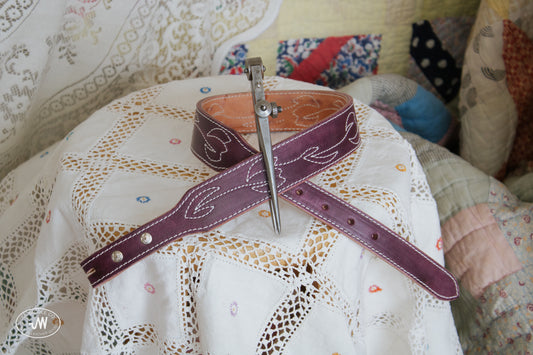 Tulip Stitched Purple Tapered Belt 28"