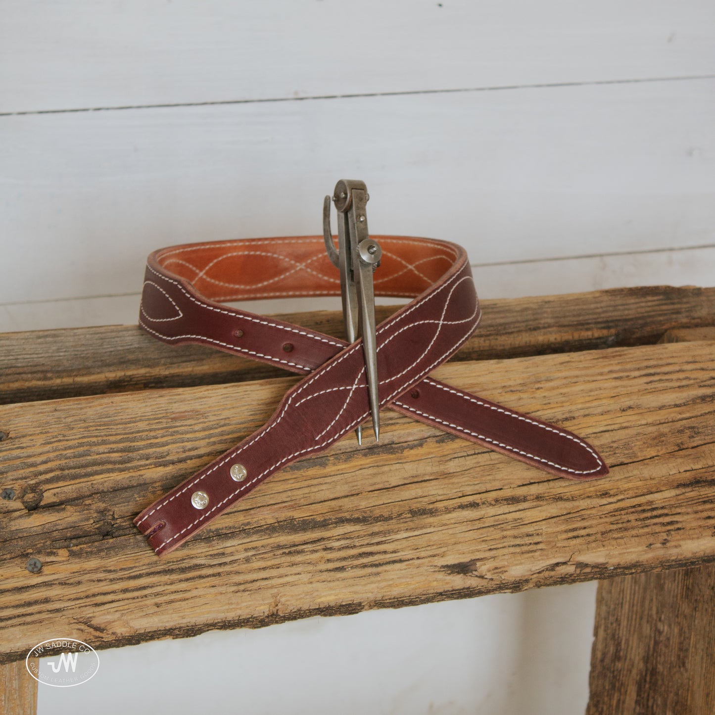 Stitched Latigo Tapered Belt 30"
