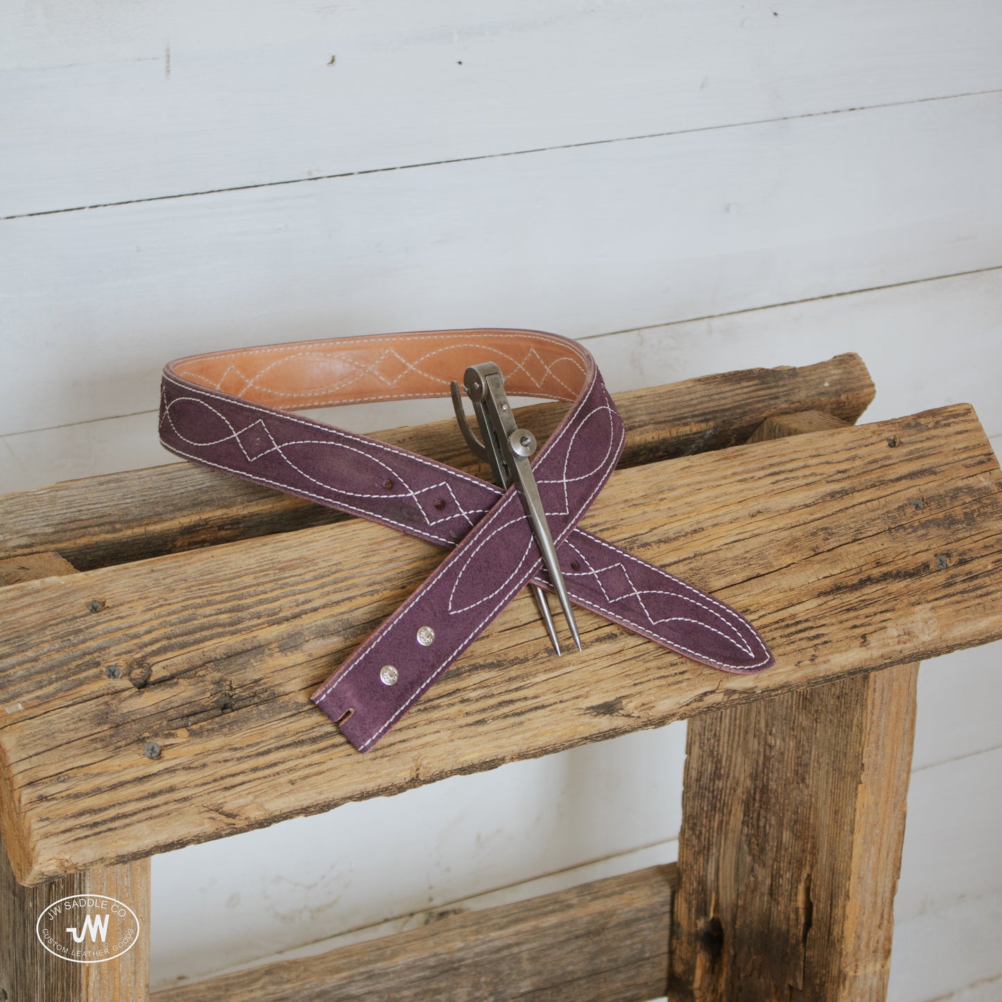 Roughout Purple Gunslinger Stitched Belt 35"