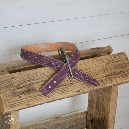 Roughout Purple Gunslinger Stitched Belt 35"