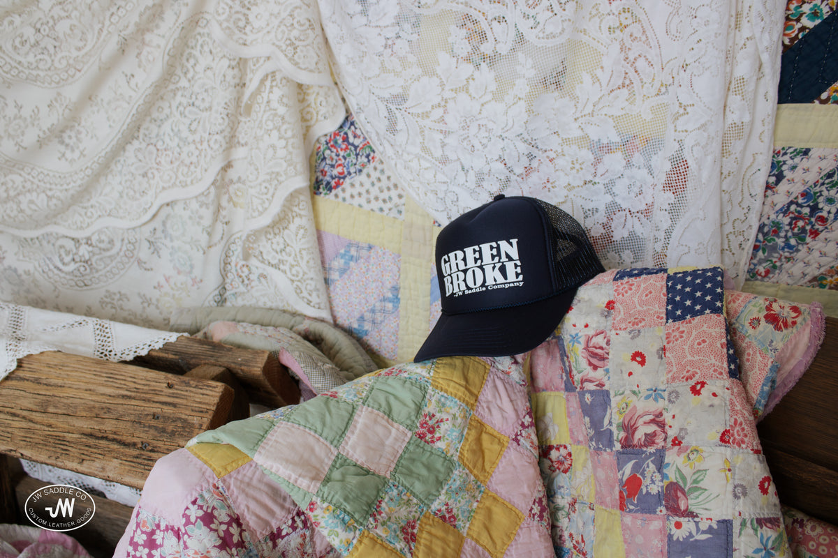 Navy Blue "GREEN BROKE" Trucker Cap