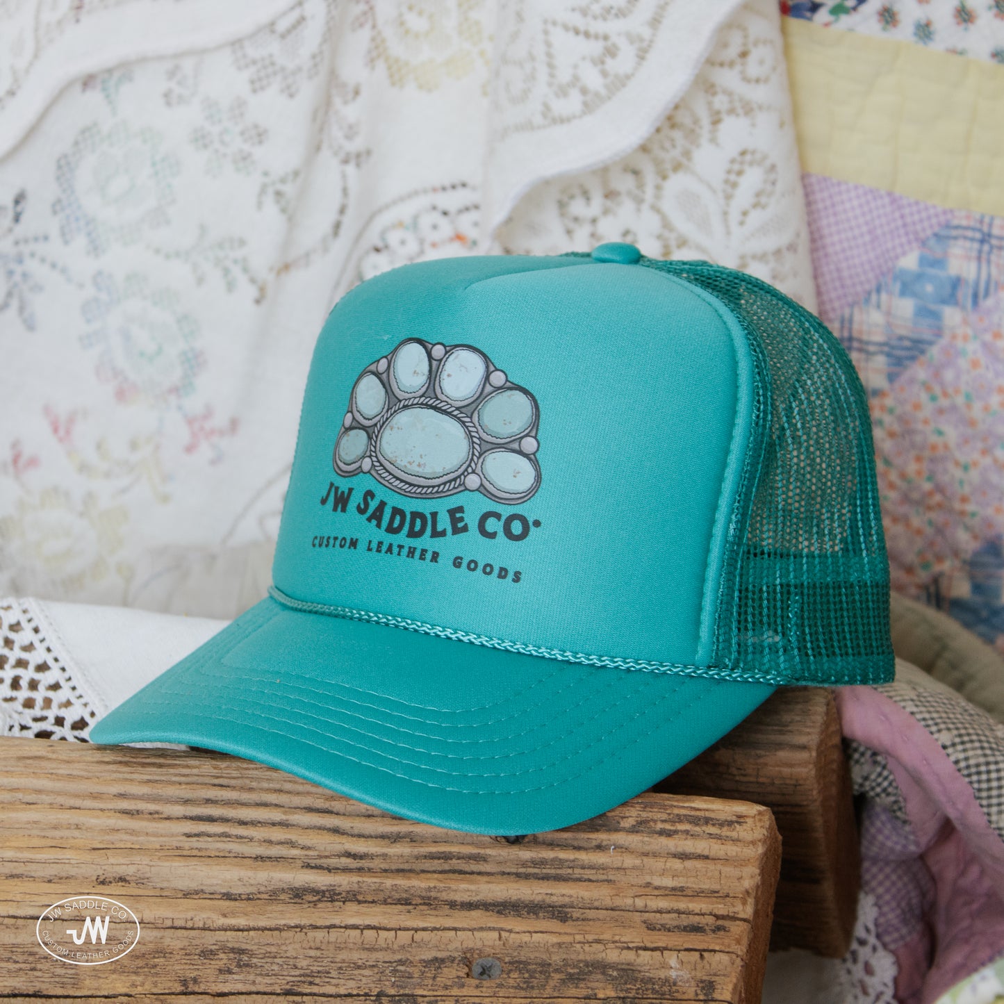 Turquoise Cluster Trucker Cap