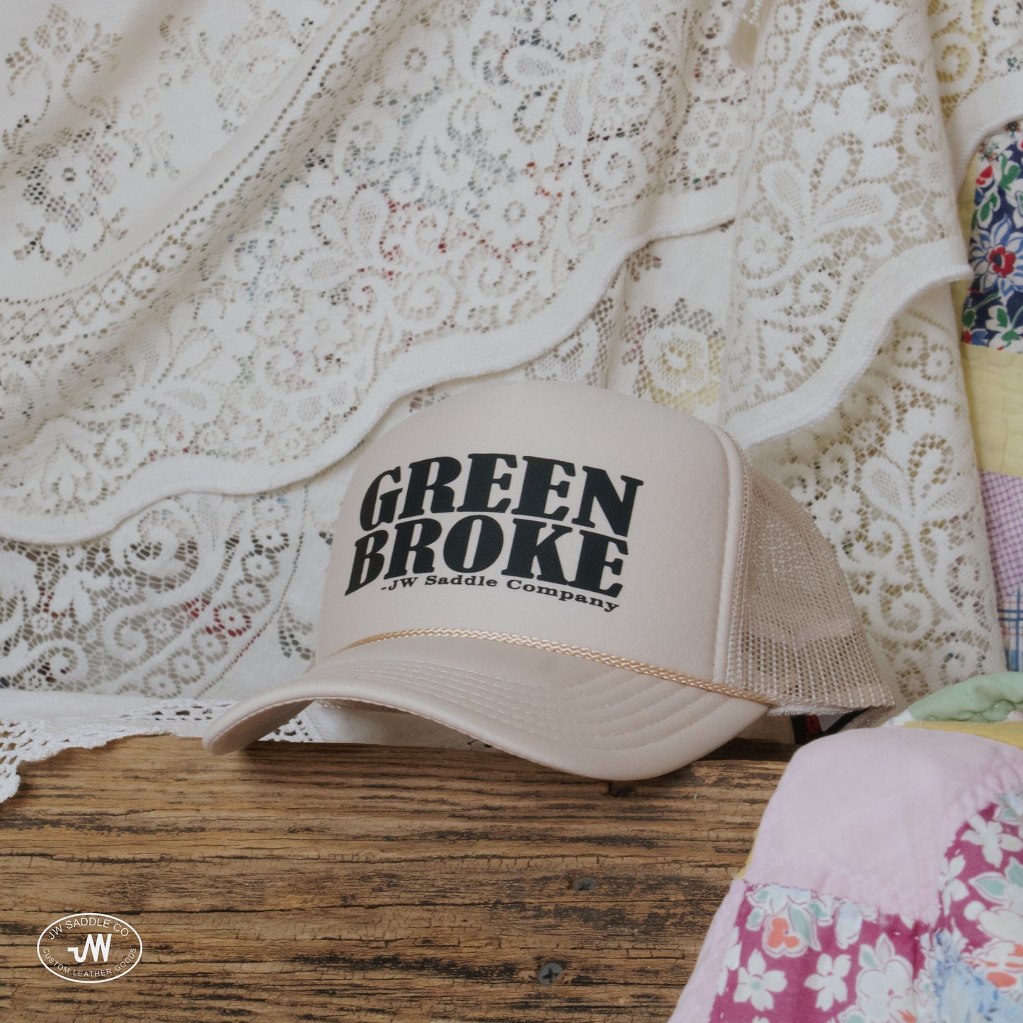 Tan "GREEN BROKE" Trucker Cap
