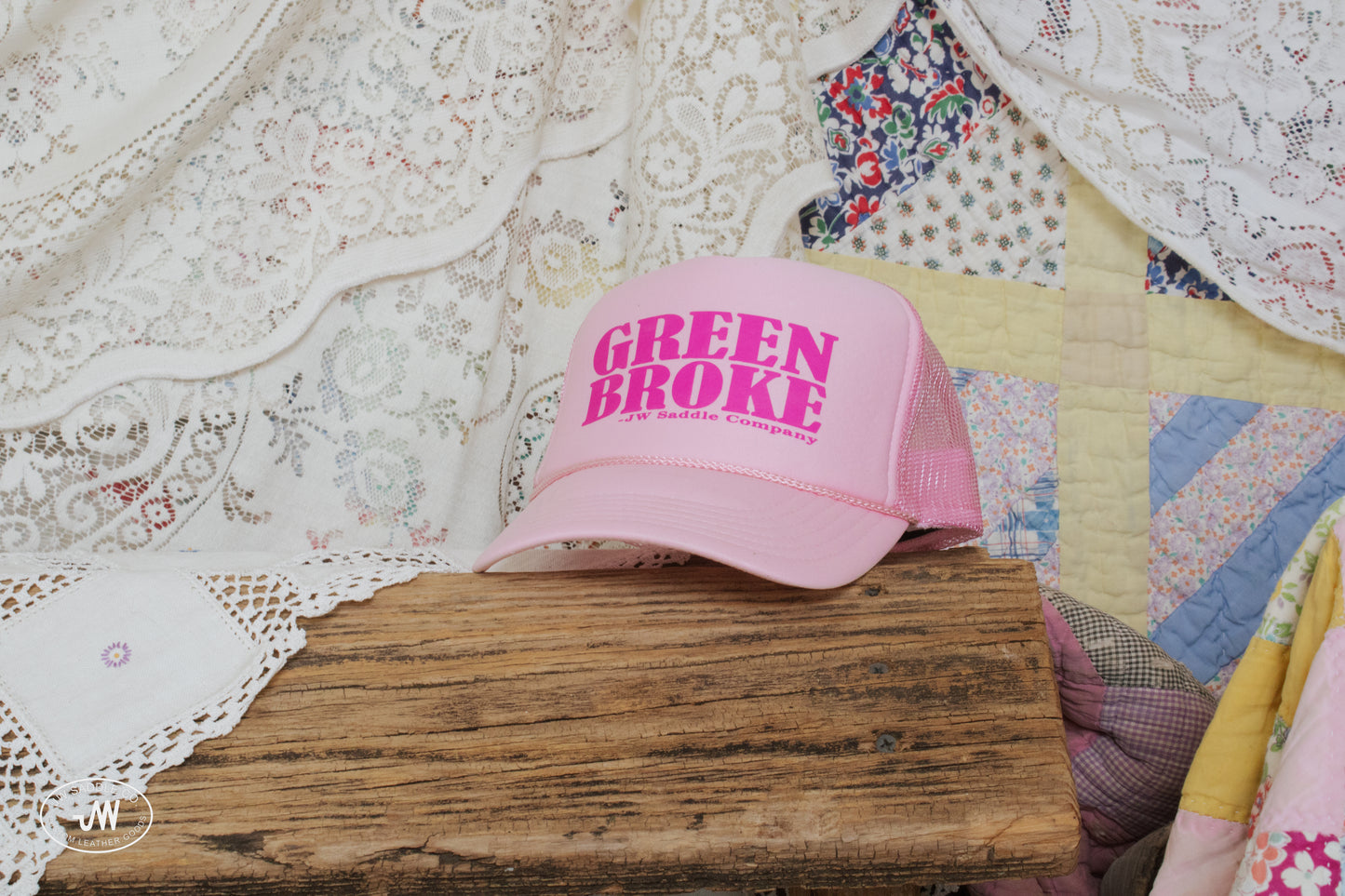 Pink "GREEN BROKE" Trucker Cap