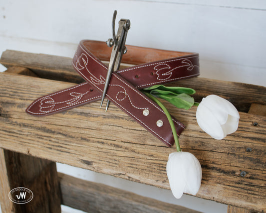 Tulip Stitched Latigo Belt 33"