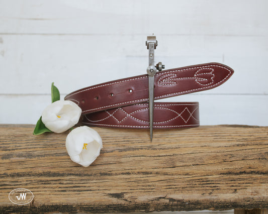 Latigo Half Tulip Stitched Belt 27"