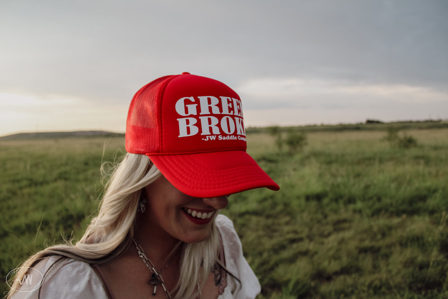 Green Broke Cap- Red
